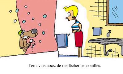 Chien &agrave; la douche