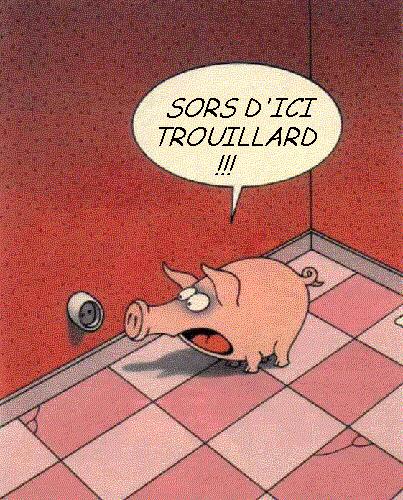 Cochon aux prises avec une prise